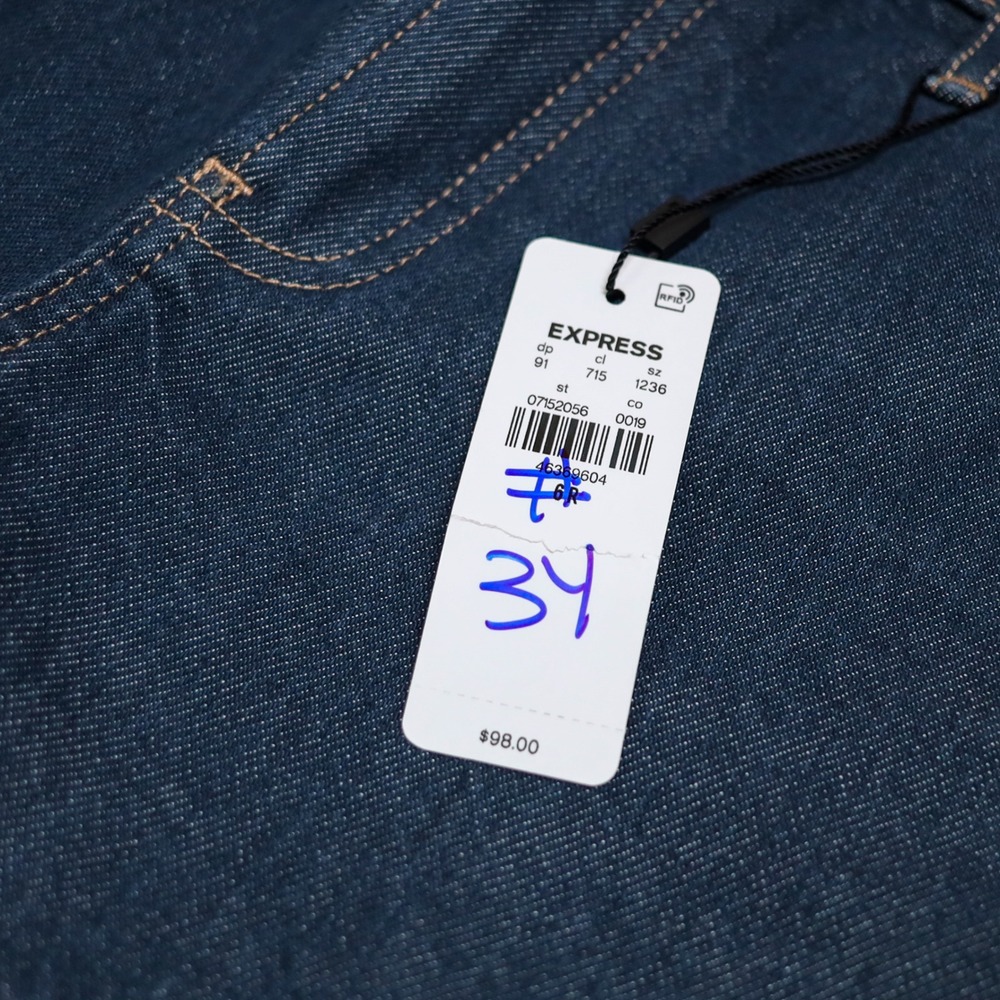 Express 70s Flare Jeans Womens 6R Dark Wash Mid Rise Conscious Edit NWT $98 - Picture 6 of 12